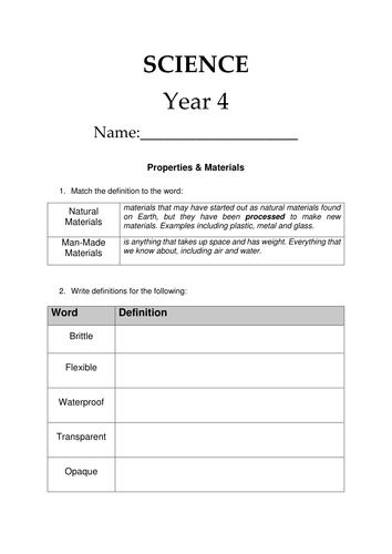 Science Quiz and Review - Properties and Materials