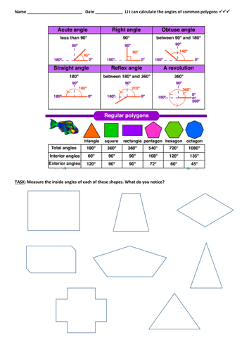 Math: Angles - Measuring angles - polygons 