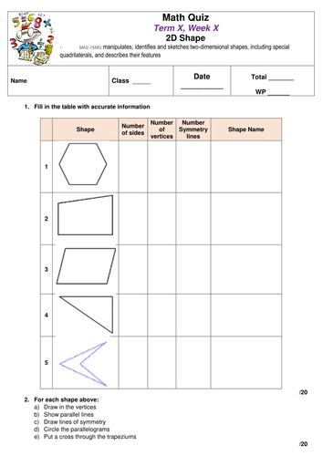 Two Dimensional Shapes - Math Quiz