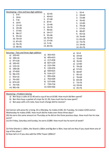 Addition Worksheet with Answers