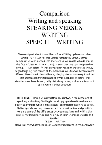 writing versus speech