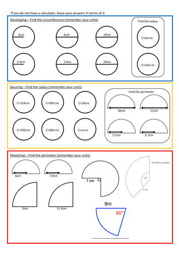 Circumference of Circles Worksheet with Answers