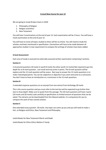 A- LEVEL RE | Teaching Resources