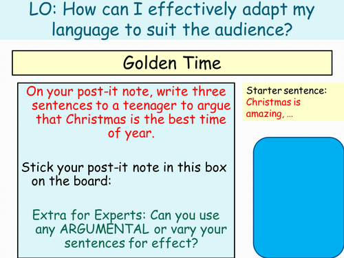Lesson on adapting language to suit different audiences