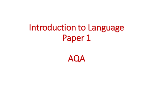 Language paper 1 AQA introduction