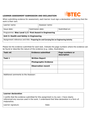 Btec Engineering NQF Unit 3 Assignment 2 Merit Example