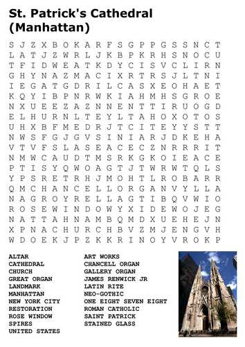 St. Patrick's Cathedral (Manhattan) New York Word Search