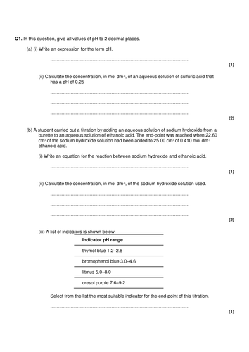 A level chemistry Yr 13 Tests with RAG front covers for half the course