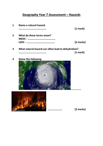 (12) Assessment Lesson, Natural Hazards SoW - Year 7 Geography