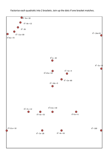 Fun factorising quadratics dot to dot and maze