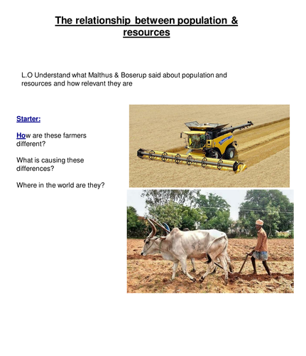 The relationship between population & resources (Edexcel B 9-1)