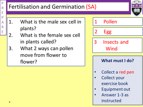 Fertilisation and Germination