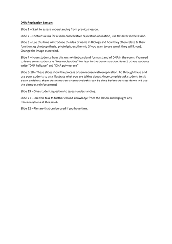 DNA replication lesson. A level Biology, AQA 7401/7402