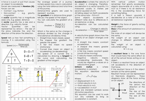 GCSE Physics 9-1 Knowledge Organiser - Forces (4.5) - Revision