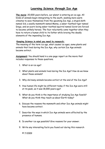 Extinction, Evolution, Climate change - through the movie