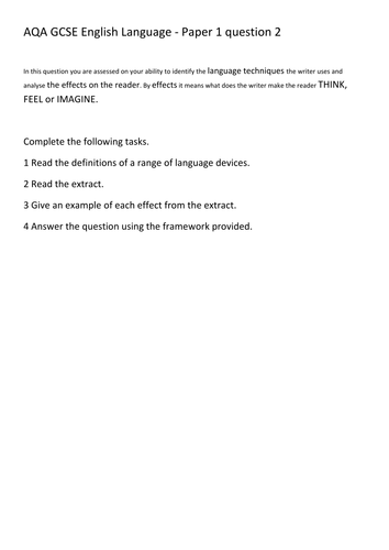 GCSE English Language Paper 1 Q2 Language Features