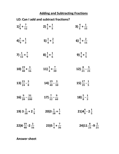 Adding and Subtracting Fractions