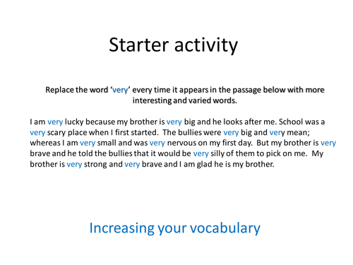 Very - starter activity