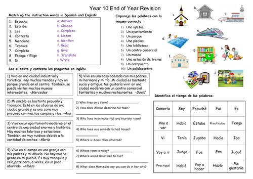 GCSE Spanish (new spec): Year 10 End of Year Revision