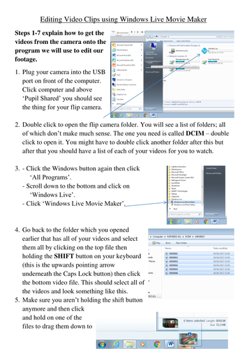 Instructions for Editing Videos using Windows Movie Maker