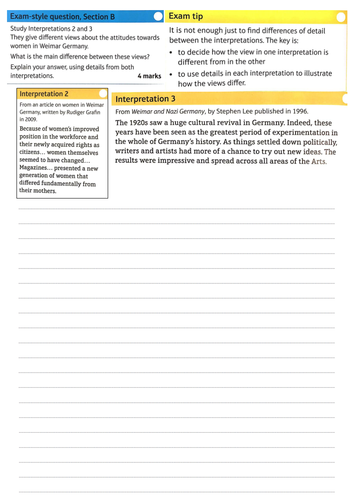 Edexcel 9-1 Germany - EDITABLE Changes in Weimar Republic Society / Living conditions