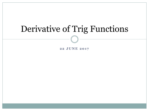 Differentiation & Integration of Trigonometric functions