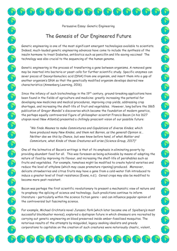 genetic engineering and its dangers essay in apa format