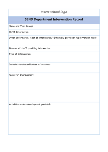 SEND Intervention record: