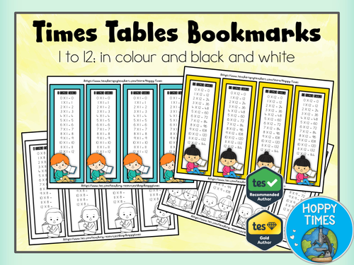 Times Tables Bookmarks set (multiplication)