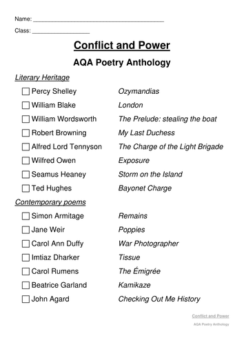 AQA Conflict and Power full anthology