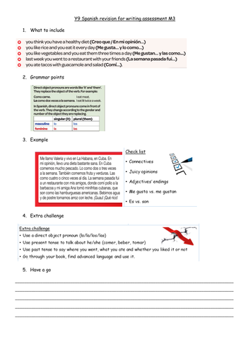 Y9 SPANISH VIVA M3 WRITING REVISION