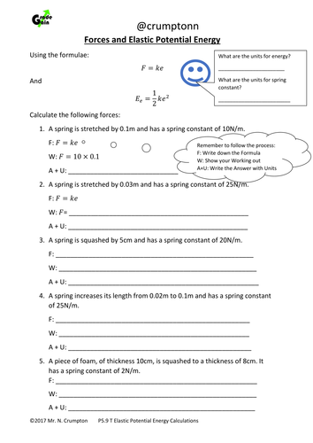 GCSE Physics - Force on a Spring and Elastic Potential Energy calculations