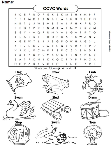 CCVC Words Word Search
