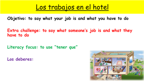 Y9 SPANISH VIVA LOWER ABILTY M2: los trabajos en el hotel