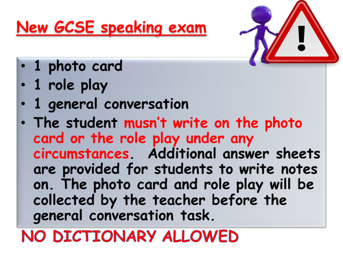 New GCSE French speaking exam guidance/student friendly