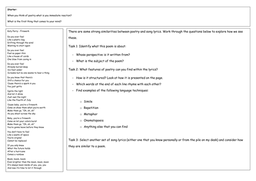 Introduction to Poetry - Lyric Analysis