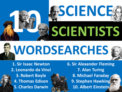 10 famous Scientists Science Wordsearches Keyword Wordsearch Homework Cover Plenary Lesson
