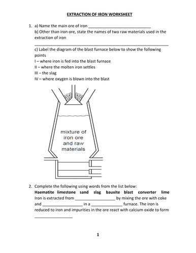 IRON EXTRACTION WORKSHEET