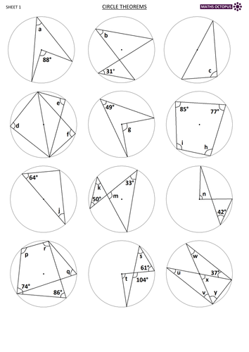 Circle Theorems Mix (GCSE Higher Tier)