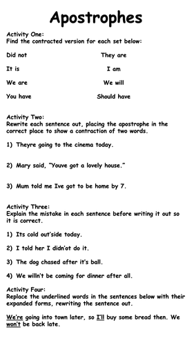 apostrophes-for-contractions-worksheets-teaching-resources