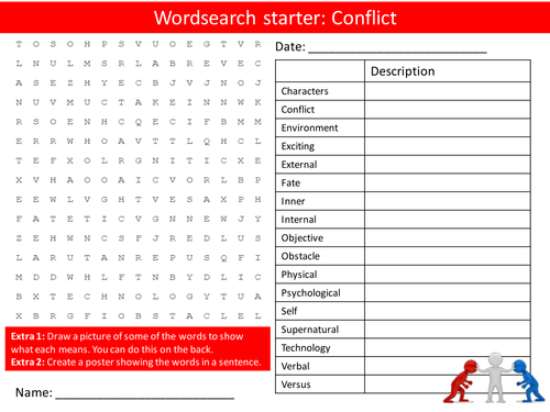 Drama Conflict Keyword Wordsearch Crossword Anagrams Brainstormer Starters Cover Homework Literacy