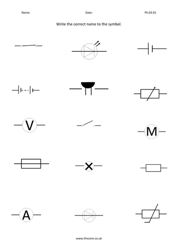 Circuit Symbols Name exercise Ph.03.01