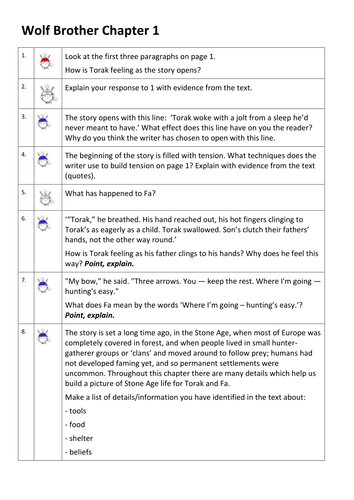 Wolf Brother Chapter 1 Comprehension Questions Year 6