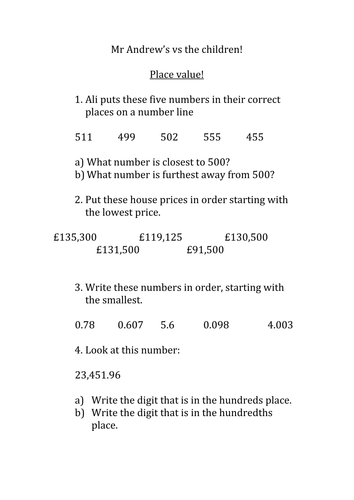 End of year place value review recap MASTERY questions!