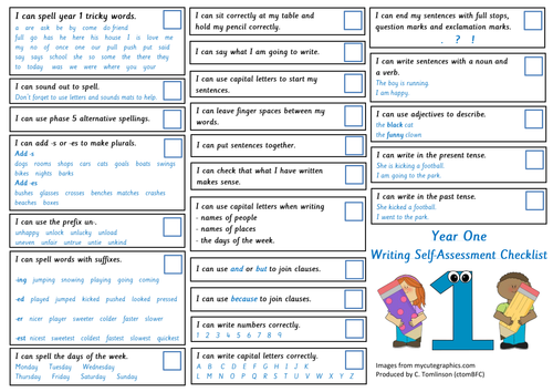 Year 1 self-assessment writing checklist
