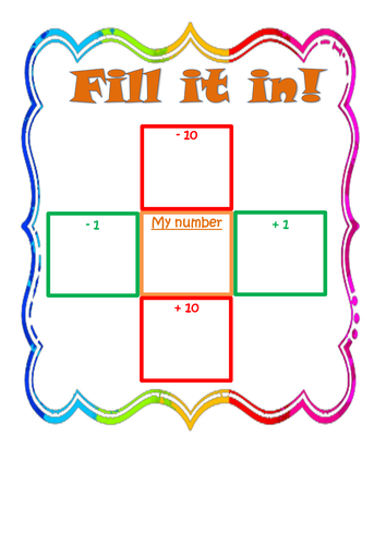 Fill It In Number Game - add & take 1s and 10s