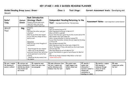 Guided Reading Questions and planning