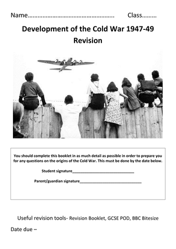 Cold War Revision Workbook- Edexcel exam technique.