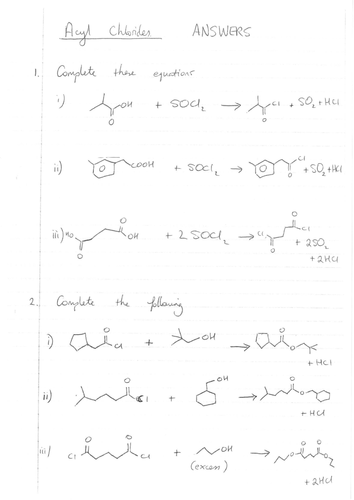Organic Chemistry Worksheets (A2)