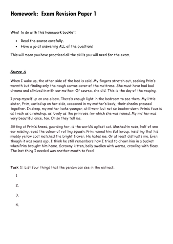 AQA English Paper 1: homework revision booklet